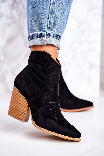 Dámské Kovbojské Teplé Boty Na Podpatku černé Margaret