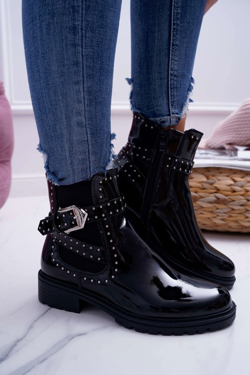 Dámska plochá päta, teplý lakovaný verre