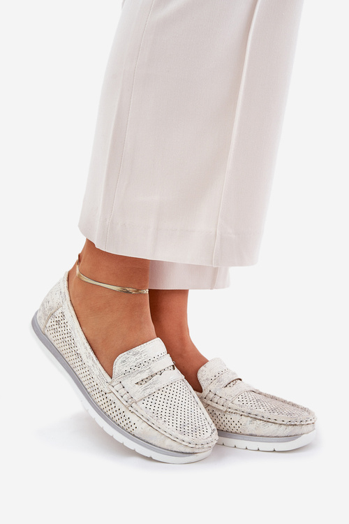 Dámské mokasíny z eco kůže stříbrné Bralithia