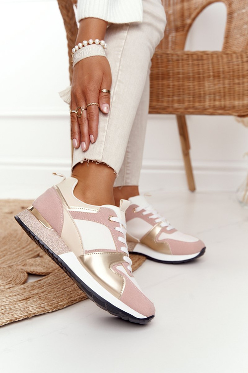 Dámská Sportovní Obuv Sneakersy Béžové S Leskem Belinda