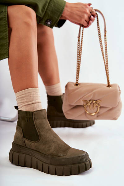 Módne sklz -up topánky na platforme Zielone Jenna