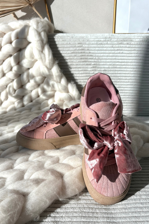 Dámské tenisky s semišovou mašlí růžové Ashlyn