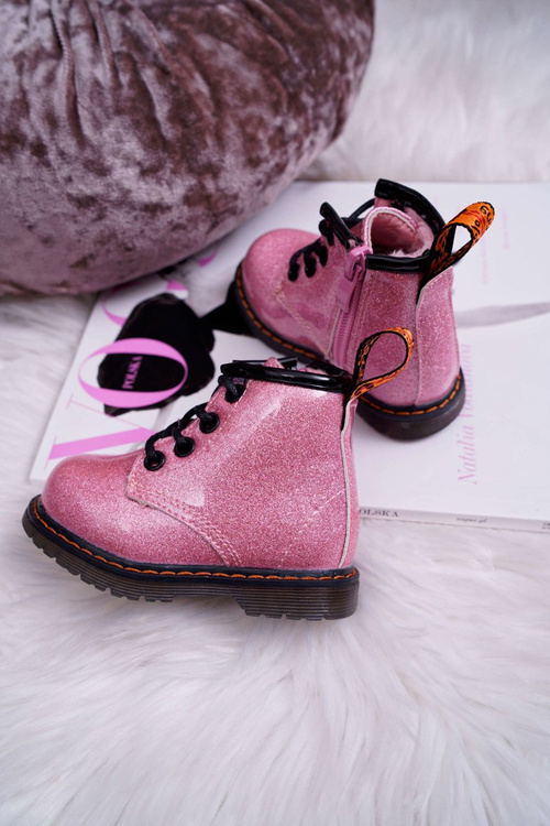 Dětské Boty zateplené Se Zipem Lakované růžové Mistor