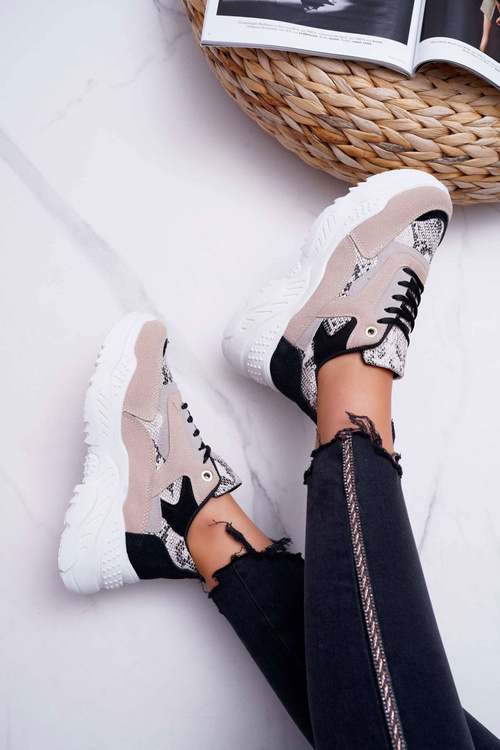 Dámská Sportovní Obuv se silnou Podrážkou béžové had Miltru