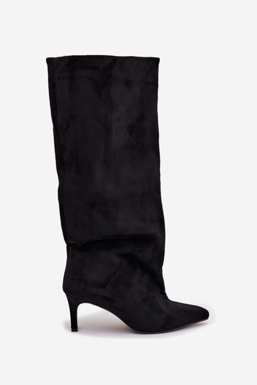 Slip-on dámske čižmy na podpätku čierne Taffine