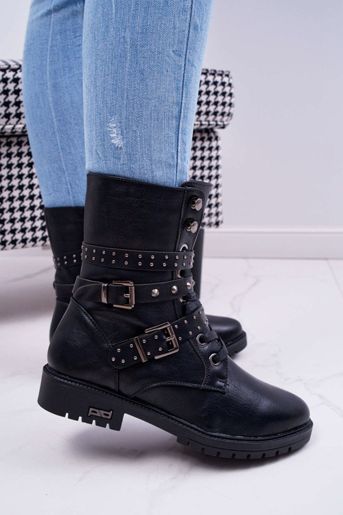 Dámske ploché podpätky Wysokie Black Emenbar