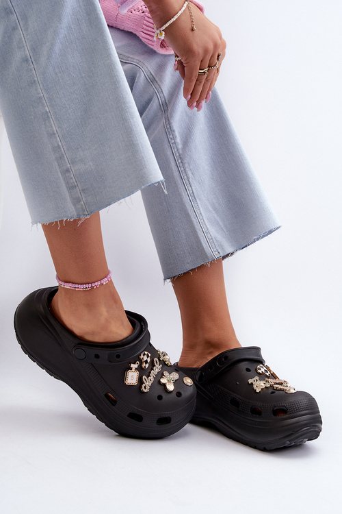 Dámské lehké pěnové sandály na tlusté podrážce s ozdobami Černé Effiora