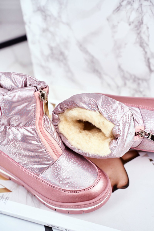 Dámské Sněhule Teplě Přírodní vlna Růžové Bubbles