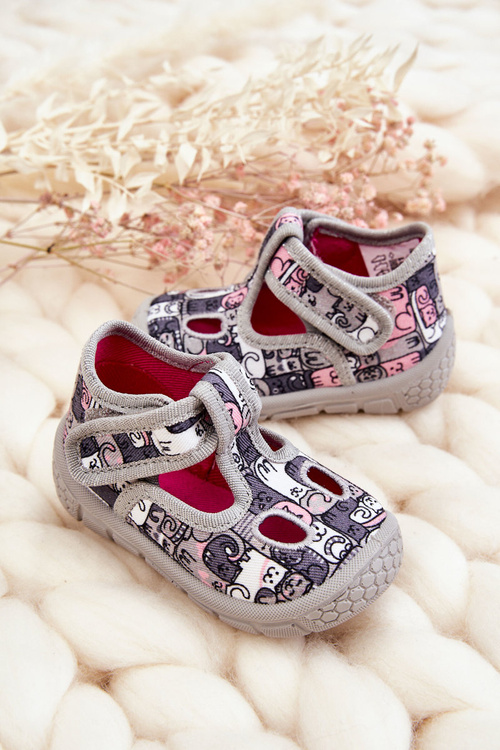 Dětská obuv Pantofle Befado Koťátka 630P001 Šedá