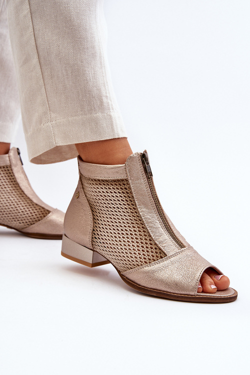 Dámské boty na plochém podpatku s odkrytými prsty Maciejka 06413-25 Zlaté