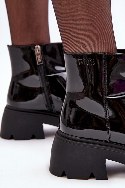 Dámské Lakované Kožené Boty GOE MM2N4058 Černé