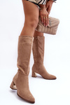 Topánky pred kolenom s vysokými podpätkami béžový inatris