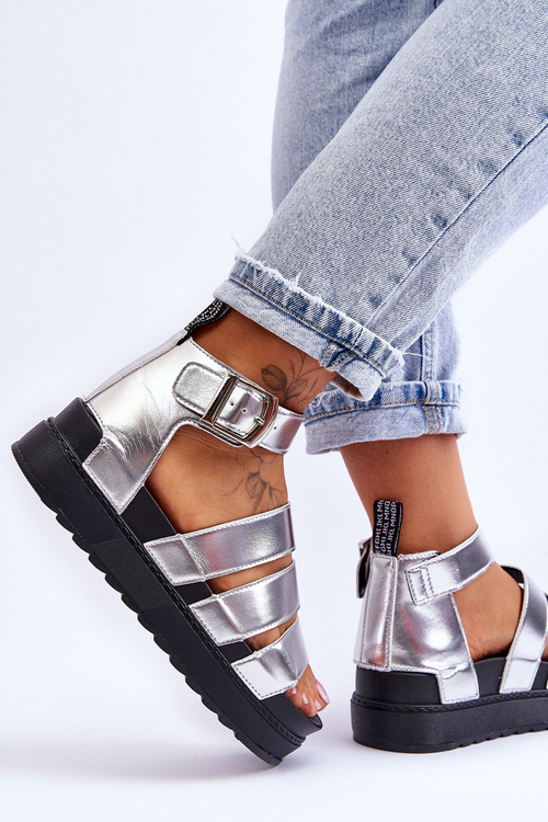 Sandály Na Masivní Platformě stříbrný Lisbona