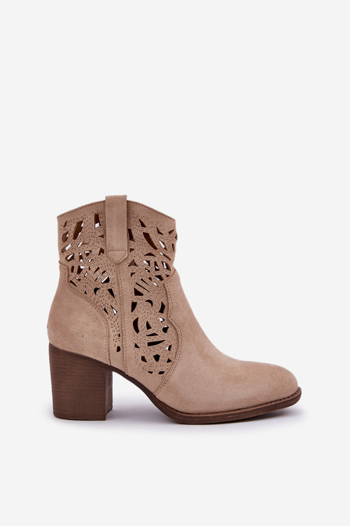 Děrované Boty Na Podpatku Béžové Nurissa