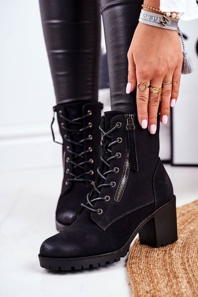 Dámské Kotníkové Boty Na Podpatku Černé Vimen