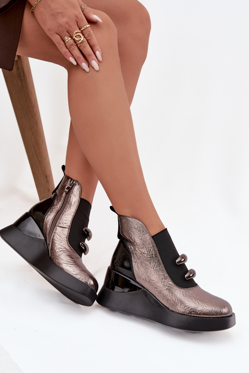 Dámské kotníkové boty na platformě D&A MR52-106 metalické