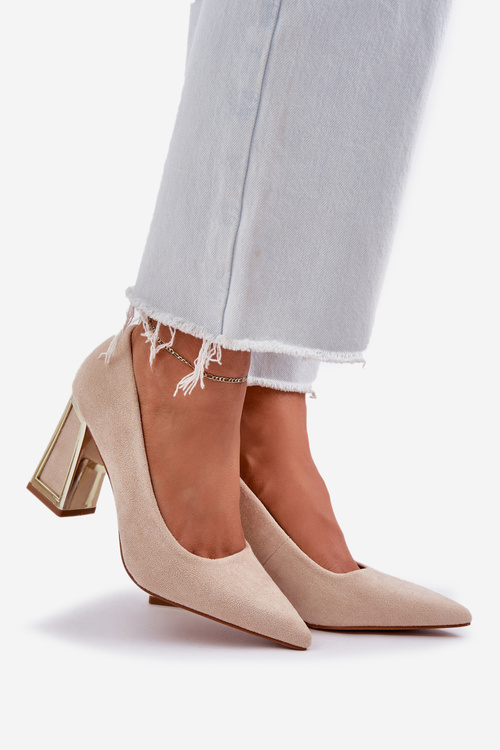 Elegantní Lodičky Na Klínovém Podpatku Špičaté Nosky Béžové Falseki