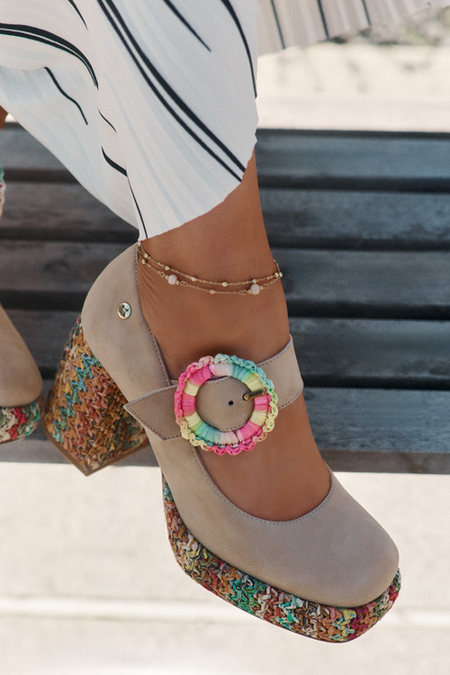 Semišové Topánky S Pletením Na Opätku A Platforme 06839-04 Maciejka Béžové