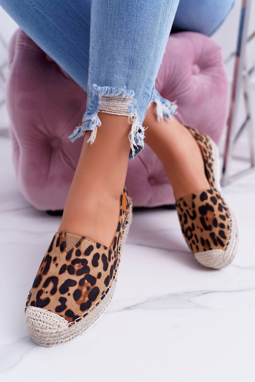 hnědé posuvné Semišové espadrille Leopard Mariako