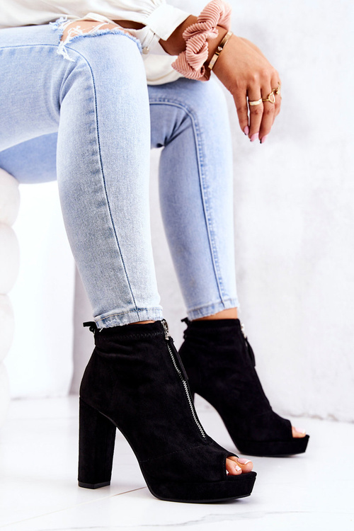 Semišové boty na zip Černé Donnita