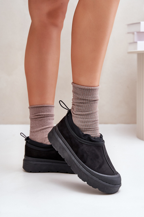 Dámske Snehové Topánky Na Platforme S Nízkych Zvrškom Čierne Izamine