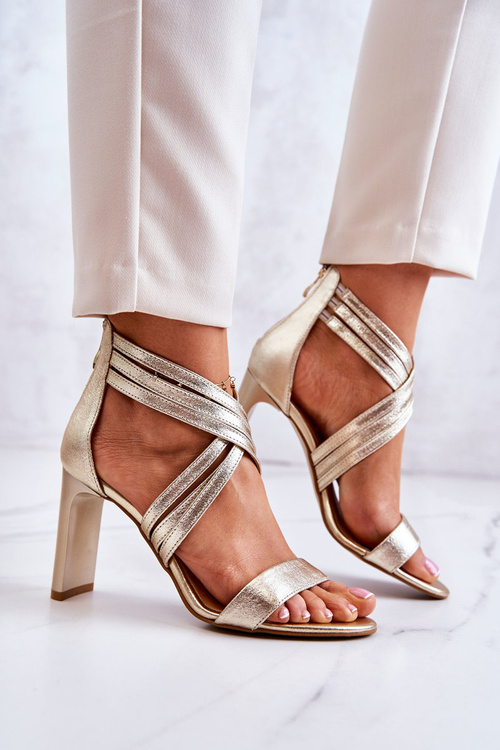 Kožené dámské sandály na zip Lewski Shoes 3138 zlaté