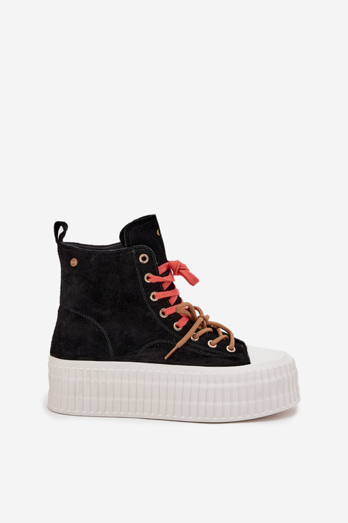 Semišové zateplené dámské tenisky na robustní platformě GOE SS2N4046 Černé