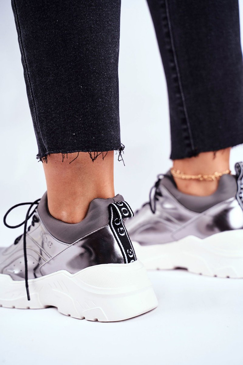Kožené Sportovní Obuv Sneakers GOE GG2N3040 Stříbrné