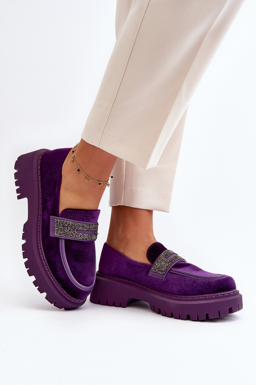 Dámske Sametové Mokasíny s Ozdobou Fialové Wendreda