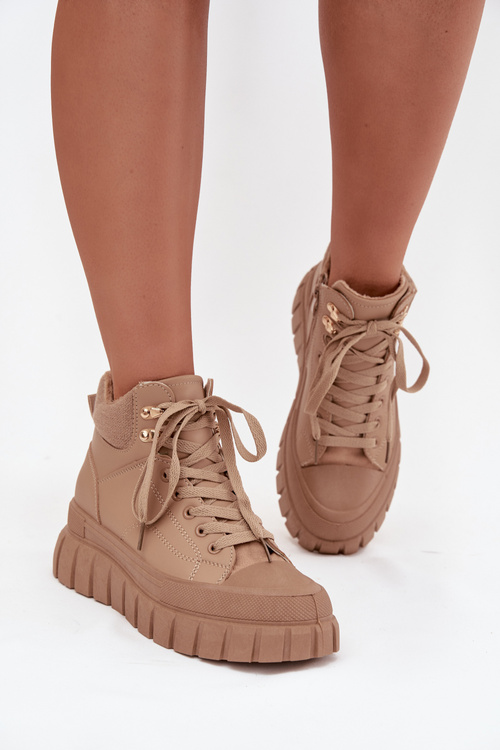 Dámské zateplené kozačky trapery na platformě Camel Carenna