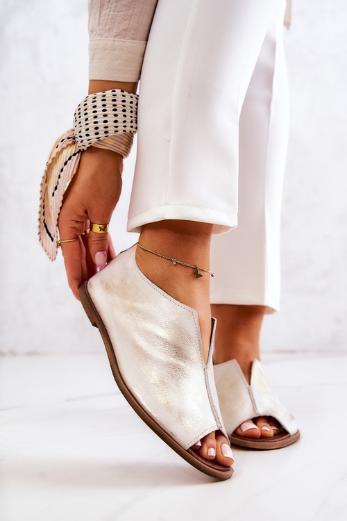 Kožené boty se zipem Nicole 2718/004 White and Gold