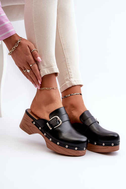 Dámské šlapky chodidla s přezkou černé Seprilla