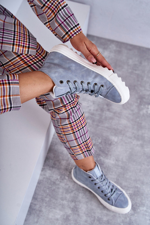 Dámska kožená izolovaná veľká hviezda EE274115 Svetlo modré tenisky