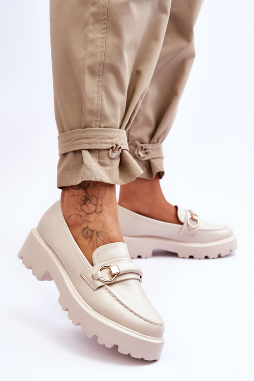 Camerin Béžové kožené mokasíny