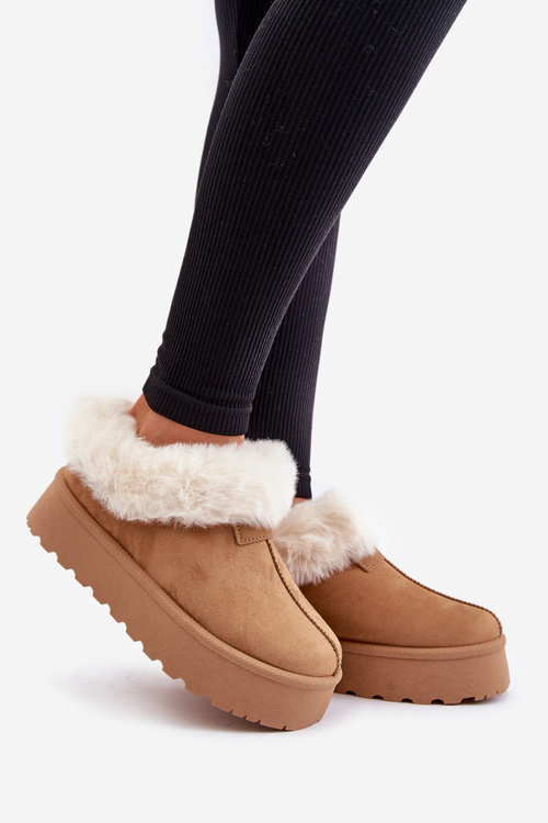 Sněhule S Nízkým Svrškem S Kožíškem Na Platformě Eko Semiš Camel Neathoria