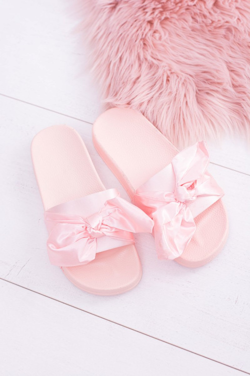 Dámske ružové flip -flops s lukom do hurremu