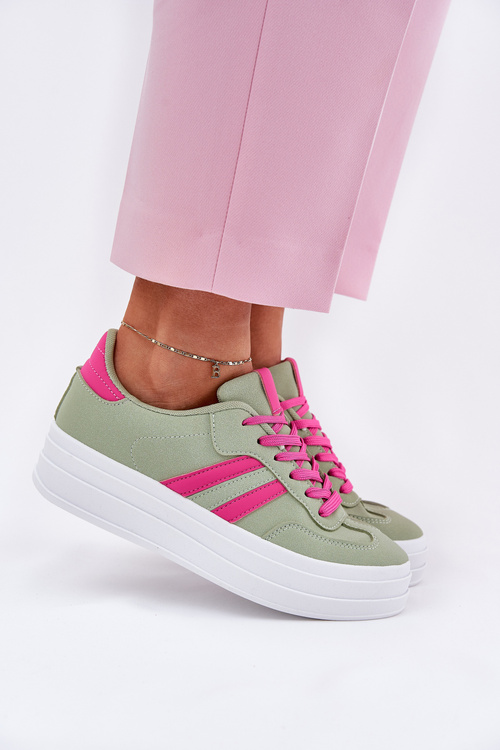 Stylové Dámské Tenisky Na Platformě Zelené Silavia