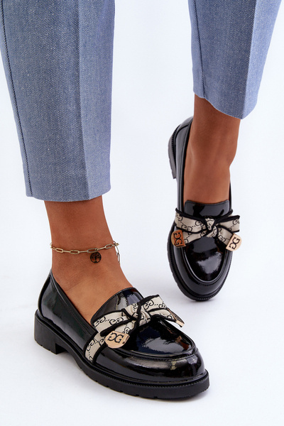 Lakované dámské polobotky mokasíny S.Barski HY330A černé