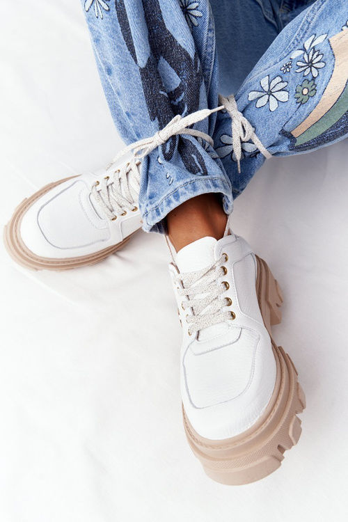 Dámské Kožené Polobotky Lewski Shoes 3011-00 Bílé