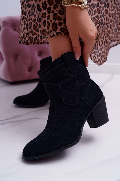 Dámské Kotníkové Boty Na Podpatku Černé Maverick