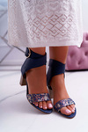Dámske kožené sandále Maciejka na Navy Blue Post 03597