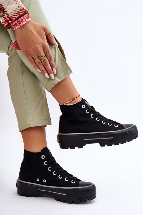 Vysoký Látkové tenisky na platformě Big Star LL274155 Černe