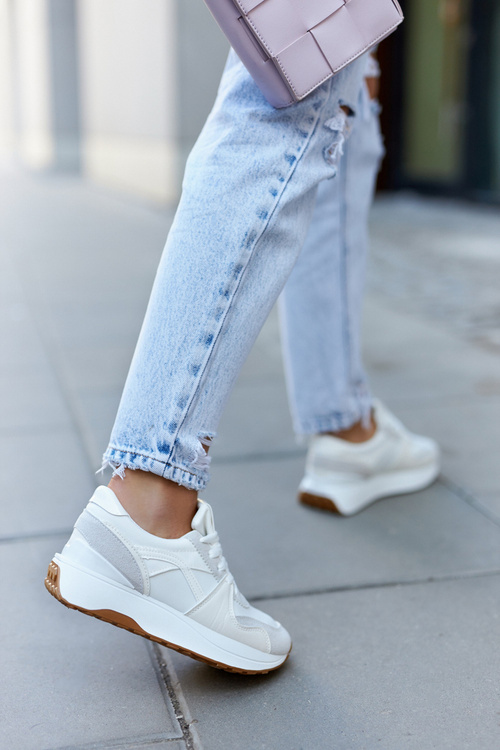 Kožená sportovní obuv vázaná bílá a Šedá Coryse