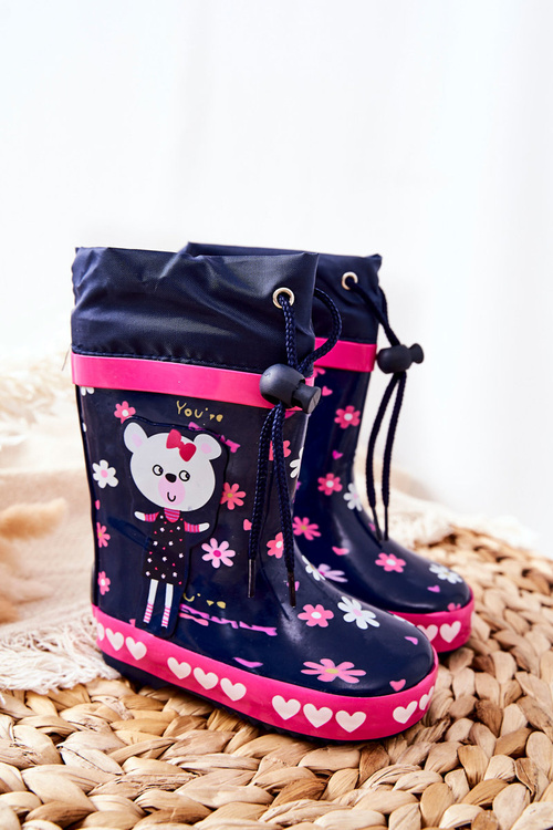 Detský gumový galoshes Navy Blue Teddy Bear Zinstina