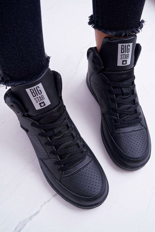 Dámske tenisky s veľkými hviezdami Wysokie Black EE274211