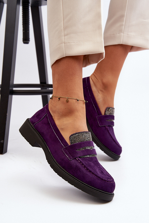 Dámske zdobené mokasíny fialové Dananei