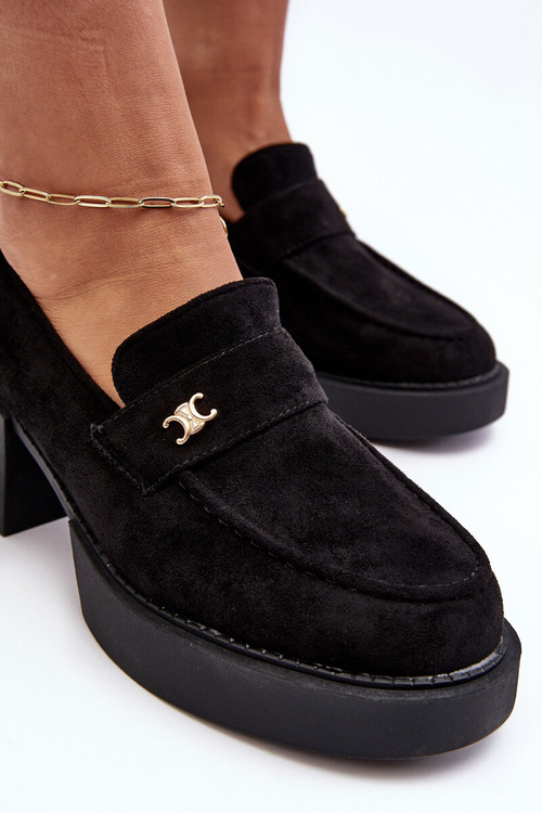 Dámské semišové polobotky na podpatku černé Afnira