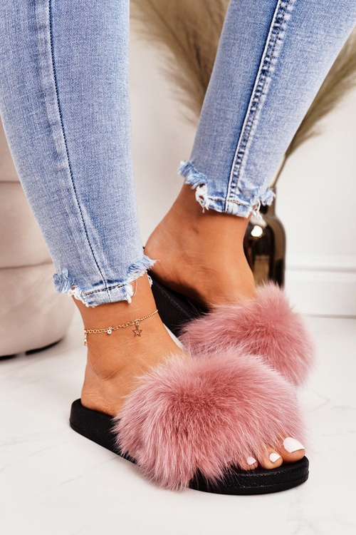 Dámske ružové papuče s kožušinami Belmondo