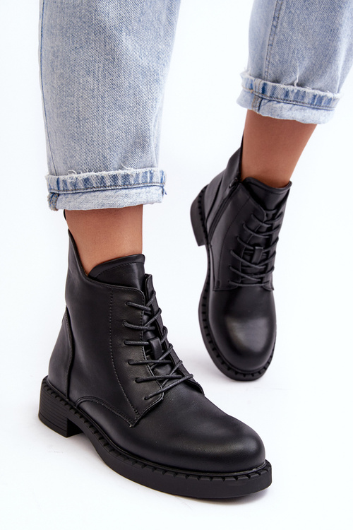 Dámské klasické botky na plochém podpatku černé Ballisa