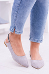 Lu Boo Gray Suede Ballerinas v Macron Spitz